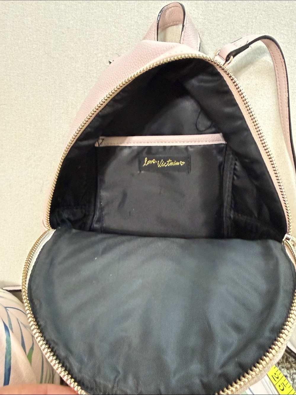 Victoria's Secret Light Pink Quilted Mini Backpack with Gold Chain Straps - Picture 8 of 9